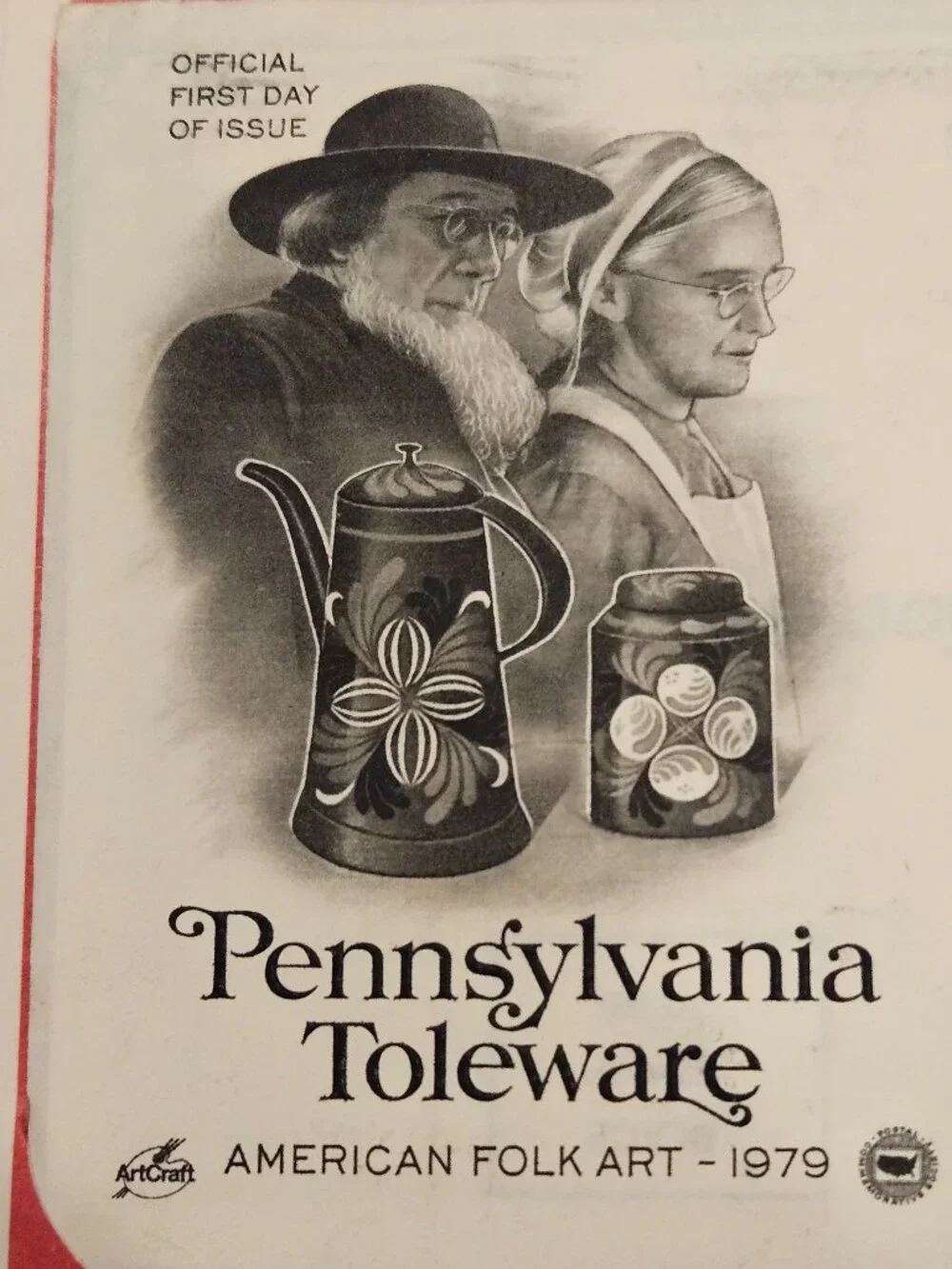 RARE COLLECTIBLE USPS 1ST DAY ISSUE COVER PENNSYLVANIA TOLEWARE FOLK ART STAMP 2